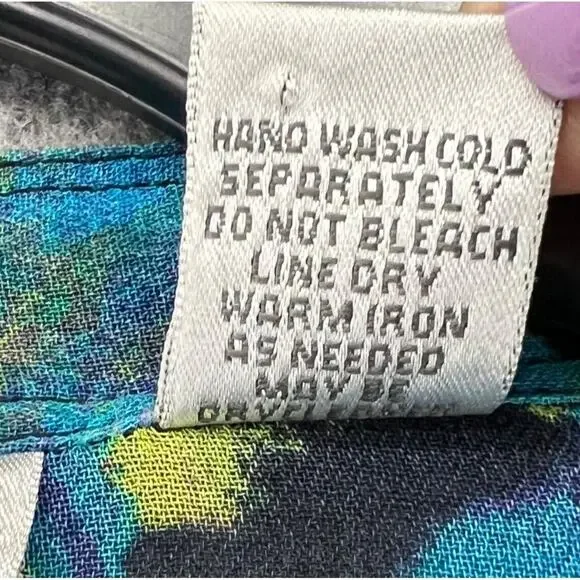 Chico's long jacket sz 2 sz 12 floral print green blue black sheer EUC - Picture 12 of 14